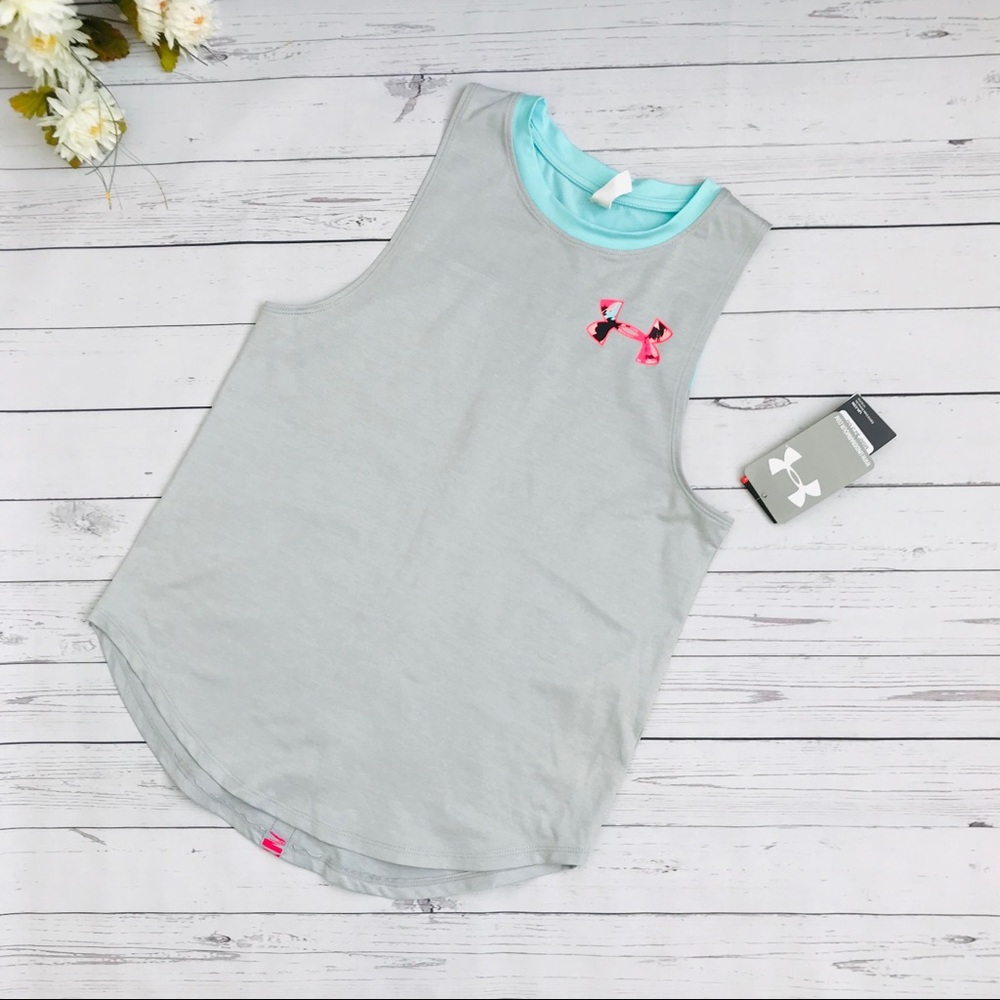 Girls Light Grey Activewear Loose Tank tops
